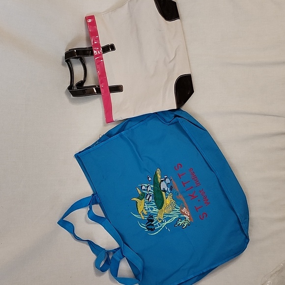 St. Kitts and Tri Color Estee Lauder Canvas Tote bags - Picture 1 of 16